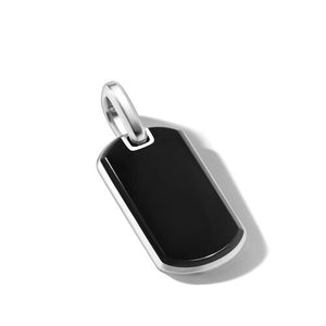 Chevron Tag in Sterling Silver with Black Onyx, 27mm