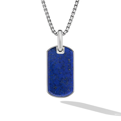 ユン　ネイビー Chevron Tag in Sterling Silver with Lapis Lazuli, 27mm