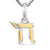 Chai Amulet in Sterling Silver with 18K Yellow Gold, 17mm