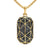 Faceted Amulet in 18K Yellow Gold with Forged Carbon, 36.3mm