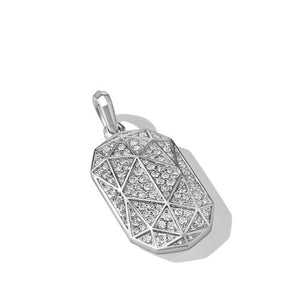 Torqued Faceted Amulet in Sterling Silver with Pavé Diamonds