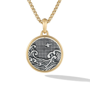 Water and Fire Amulet Enhancer in Silver and Yellow Gold