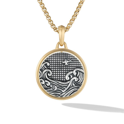 Water and Fire Amulet Enhancer in Silver and Yellow Gold