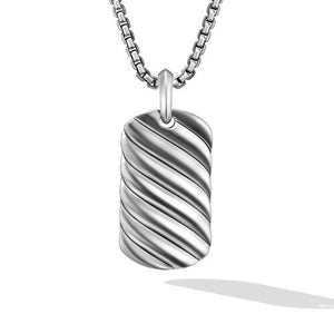 Sculpted Cable Tag in Sterling Silver