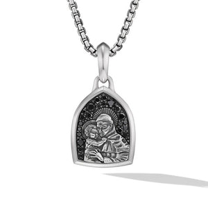 St. Anthony Amulet in Sterling Silver with Pavé Black Diamonds