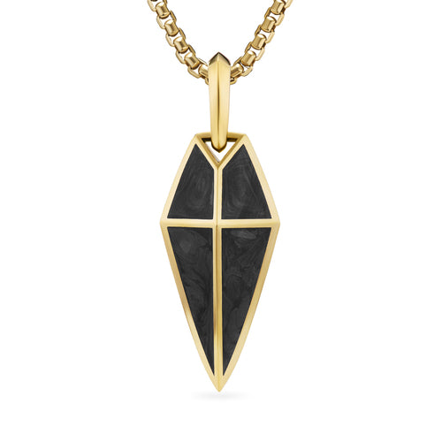 Spearpoint Amulet in 18K Yellow Gold with Forged Carbon, 27mm