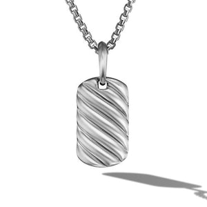 Sculpted Cable Tag in Sterling Silver