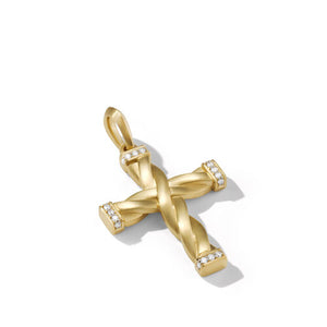 DY Helios Cross Pendant in 18K Yellow Gold with Pavé Diamonds