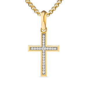 Cross Pendant in 18K Yellow Gold with Diamonds, 24mm