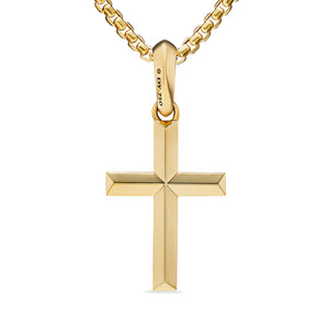 Cross Pendant in 18K Yellow Gold with Diamonds, 24mm