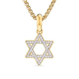 Star of David Pendant in 18K Yellow Gold with Diamonds, 19mm