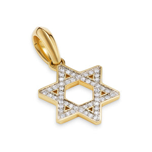Star of David Pendant in 18K Yellow Gold with Diamonds, 19mm