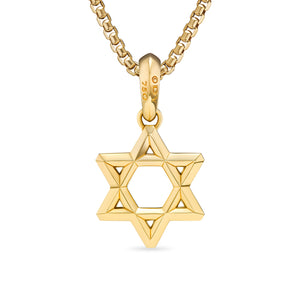 Star of David Pendant in 18K Yellow Gold with Diamonds, 19mm