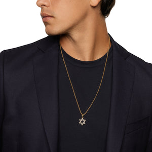 Star of David Pendant in 18K Yellow Gold with Diamonds, 19mm