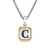 C Initial Amulet in Sterling Silver with 14K Yellow Gold, 17mm