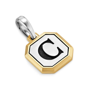 C Initial Amulet in Sterling Silver with 14K Yellow Gold, 17mm