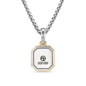 C Initial Amulet in Sterling Silver with 14K Yellow Gold, 17mm