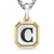 C Initial Amulet in Sterling Silver with 14K Yellow Gold, 17mm