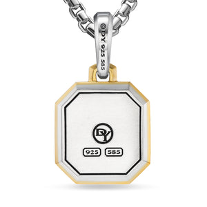 C Initial Amulet in Sterling Silver with 14K Yellow Gold, 17mm