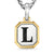 L Initial Amulet in Sterling Silver with 14K Yellow Gold, 17mm
