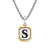 S Initial Amulet in Sterling Silver with 14K Yellow Gold, 17mm