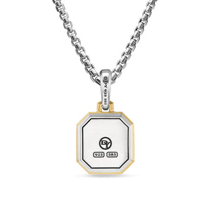 S Initial Amulet in Sterling Silver with 14K Yellow Gold, 17mm