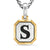 S Initial Amulet in Sterling Silver with 14K Yellow Gold, 17mm