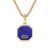 Faceted Stone Amulet in 18K Yellow Gold with Lapis, 16mm