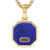 Faceted Stone Amulet in 18K Yellow Gold with Lapis, 16mm