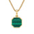 Faceted Stone Amulet in 18K Yellow Gold with Malachite, 16mm