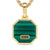 Faceted Stone Amulet in 18K Yellow Gold with Malachite, 16mm