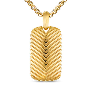 Chevron Tag in 18K Yellow Gold, 34mm