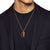 Chevron Tag in 18K Yellow Gold with Tiger's Eye, 34mm
