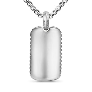 Chevron Tag in Sterling Silver with Black Diamonds, 34mm