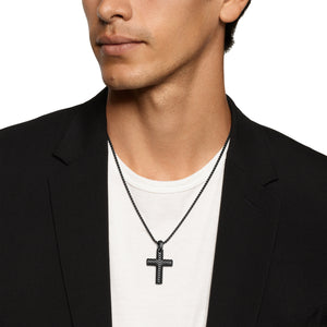 Chevron Cross Pendant in Black Titanium, 36mm