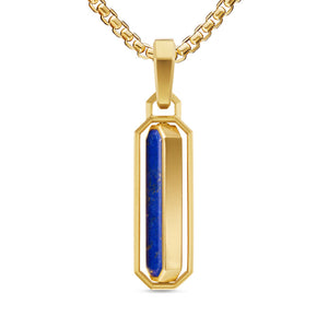 Streamline Inlay Amulet in 18K Yellow Gold with Black Onyx and Lapis, 30.7mm
