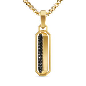 Streamline Inlay Amulet in 18K Yellow Gold with Black Onyx and Black Diamonds, 30.7mm