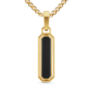 Streamline Inlay Amulet in 18K Yellow Gold with Black Onyx and Diamonds, 30.7mm
