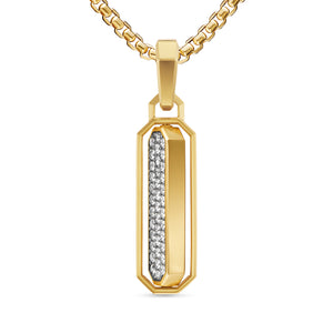Streamline Inlay Amulet in 18K Yellow Gold with Black Onyx and Diamonds, 30.7mm