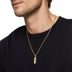 Streamline Inlay Amulet in 18K Yellow Gold with Black Onyx and Diamonds, 30.7mm