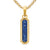 Streamline Inlay Amulet in 18K Yellow Gold with Lapis and Sapphires, 30.7mm