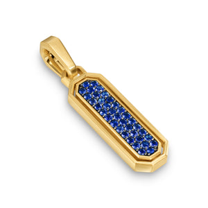 Streamline Inlay Amulet in 18K Yellow Gold with Lapis and Sapphires, 30.7mm