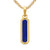 Streamline Inlay Amulet in 18K Yellow Gold with Lapis and Sapphires, 30.7mm