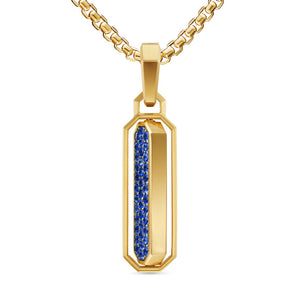 Streamline Inlay Amulet in 18K Yellow Gold with Lapis and Sapphires, 30.7mm