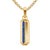 Streamline Inlay Amulet in 18K Yellow Gold with Lapis and Sapphires, 30.7mm
