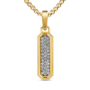 Streamline Inlay Amulet in 18K Yellow Gold with Meteorite and Grey Diamonds, 30.7mm