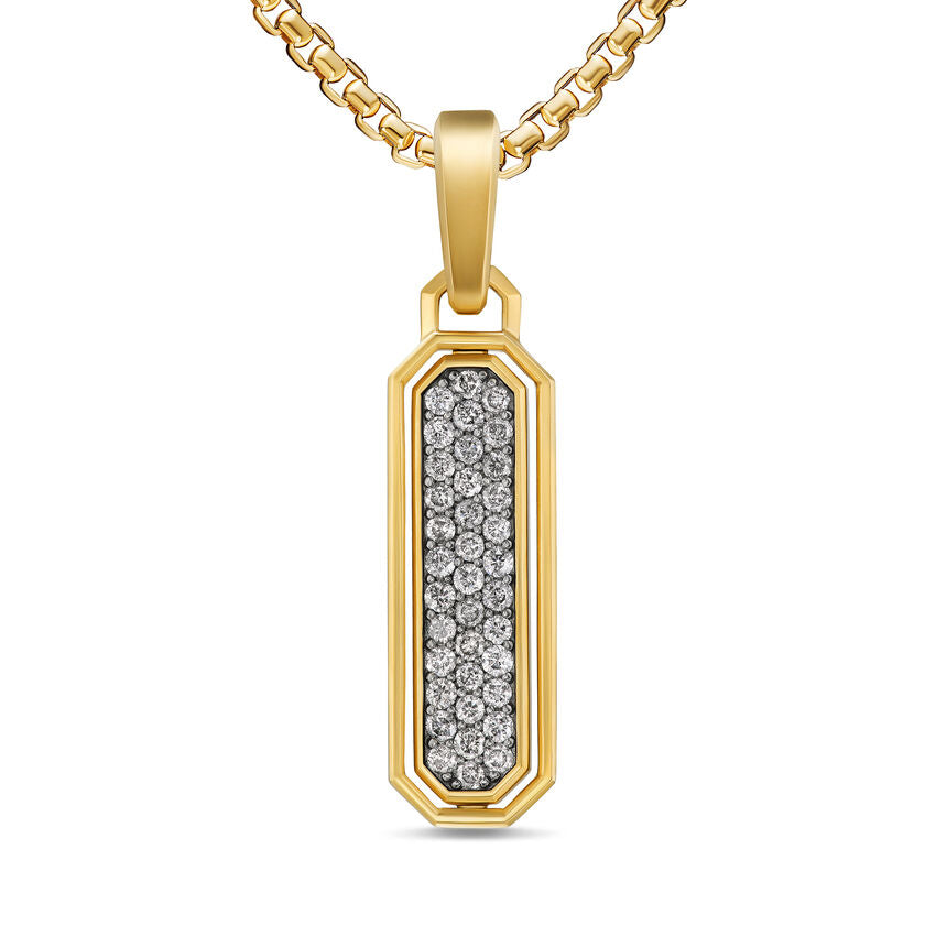 Streamline Inlay Amulet in 18K Yellow Gold with Meteorite and Grey Diamonds, 30.7mm