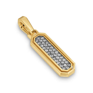 Streamline Inlay Amulet in 18K Yellow Gold with Meteorite and Grey Diamonds, 30.7mm