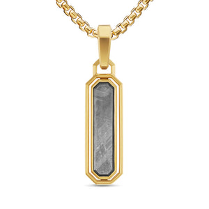 Streamline Inlay Amulet in 18K Yellow Gold with Meteorite and Grey Diamonds, 30.7mm