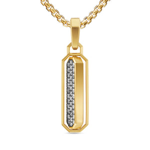 Streamline Inlay Amulet in 18K Yellow Gold with Meteorite and Grey Diamonds, 30.7mm